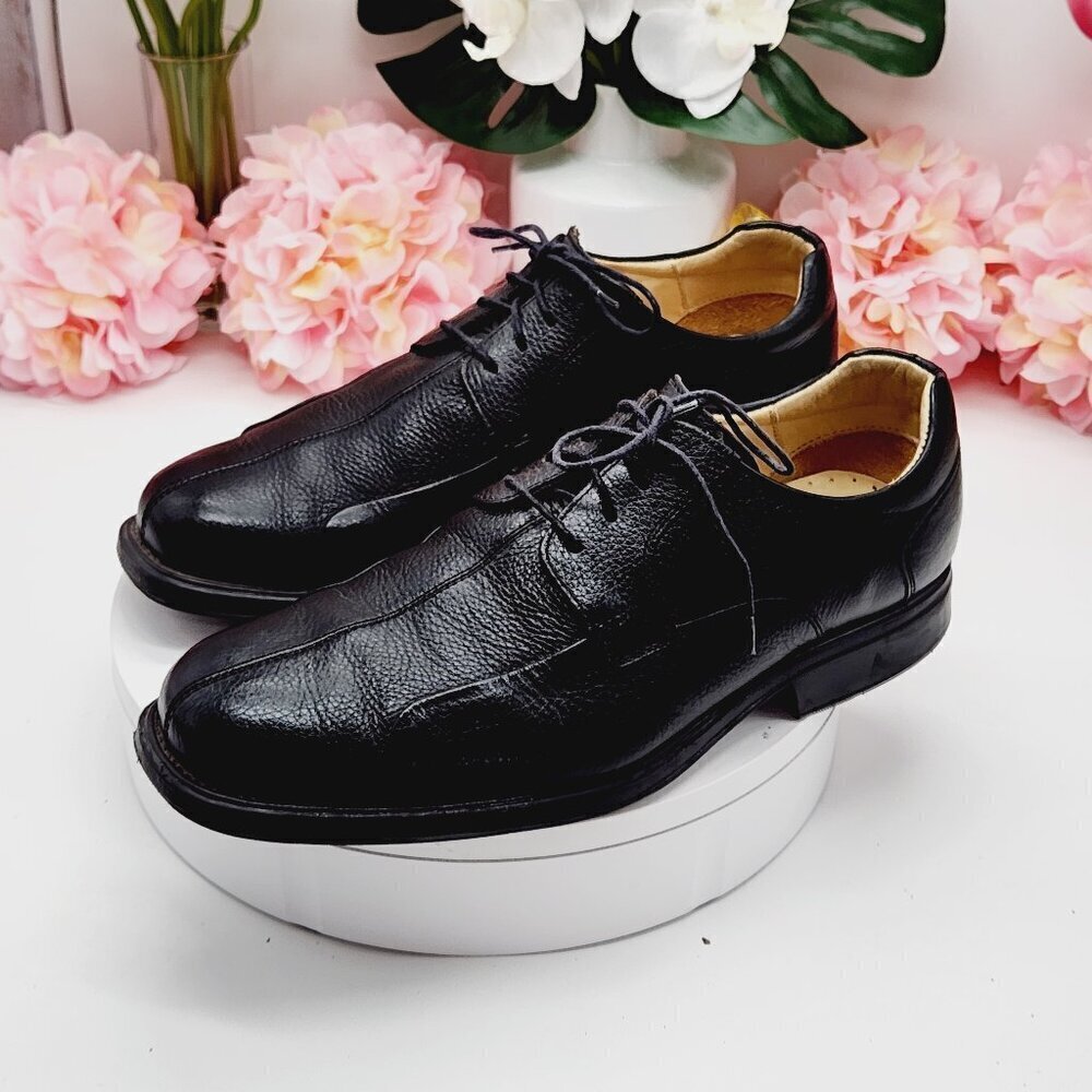 Studio Belvedere Baybridge Mens Black Pebble Soft Leather Oxford Lace Up Shoes